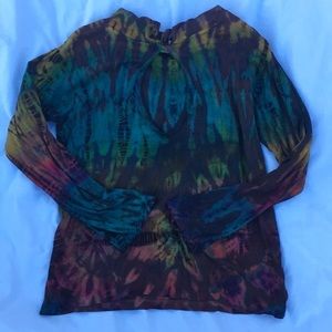 Mudmee tie-dye hippie long sleeve button hoodie
